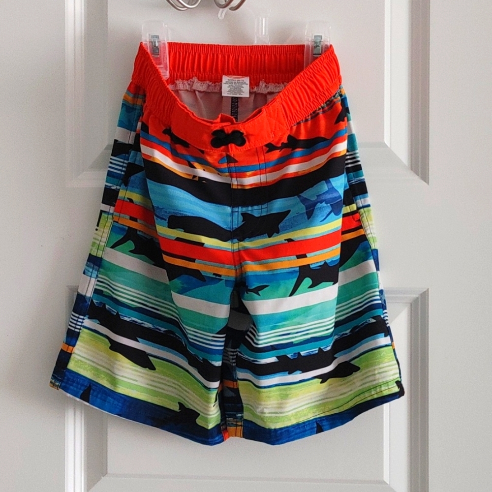 Wonder Nation Boys' Shark Swim Trunks - Size Small (6/7)